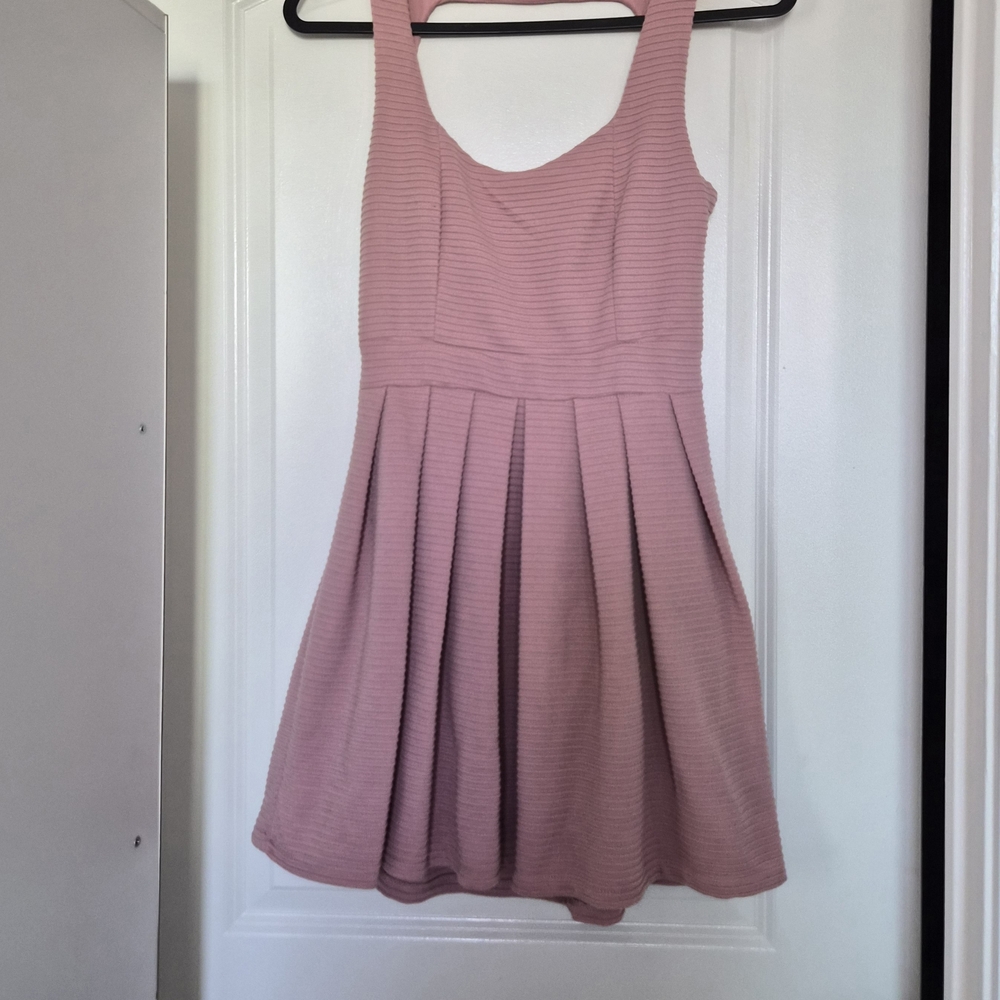 Soft Blush Pink Sleeveless Pleated Fit-and-Flare Dress